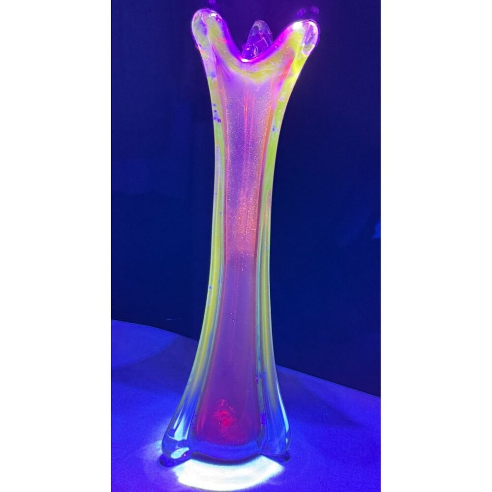Vintage UV Extra Large Organic Red Blue Glass Sommerso Vase Italian 1970s